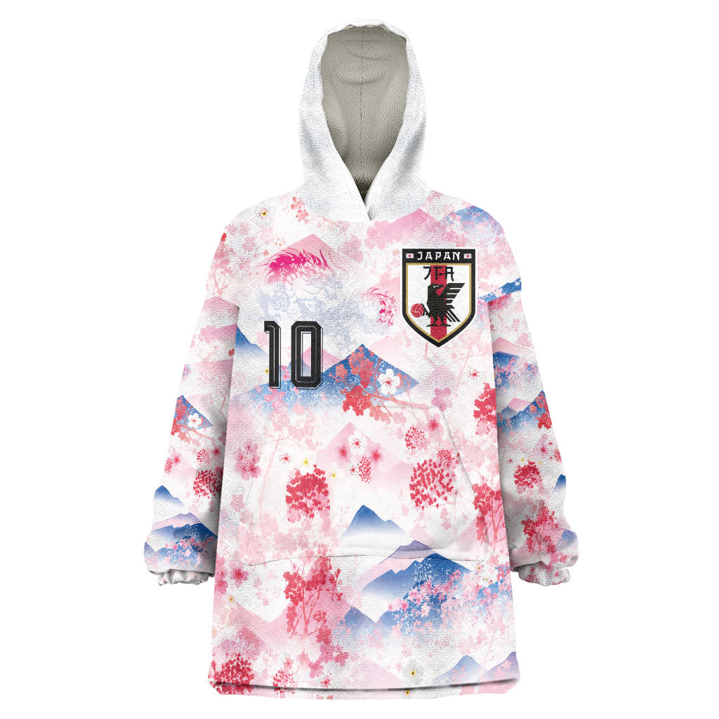 Custom Japan Football Wearable Blanket Hoodie Cherry Blossom Mount Fuji Asian Dragon Graphic