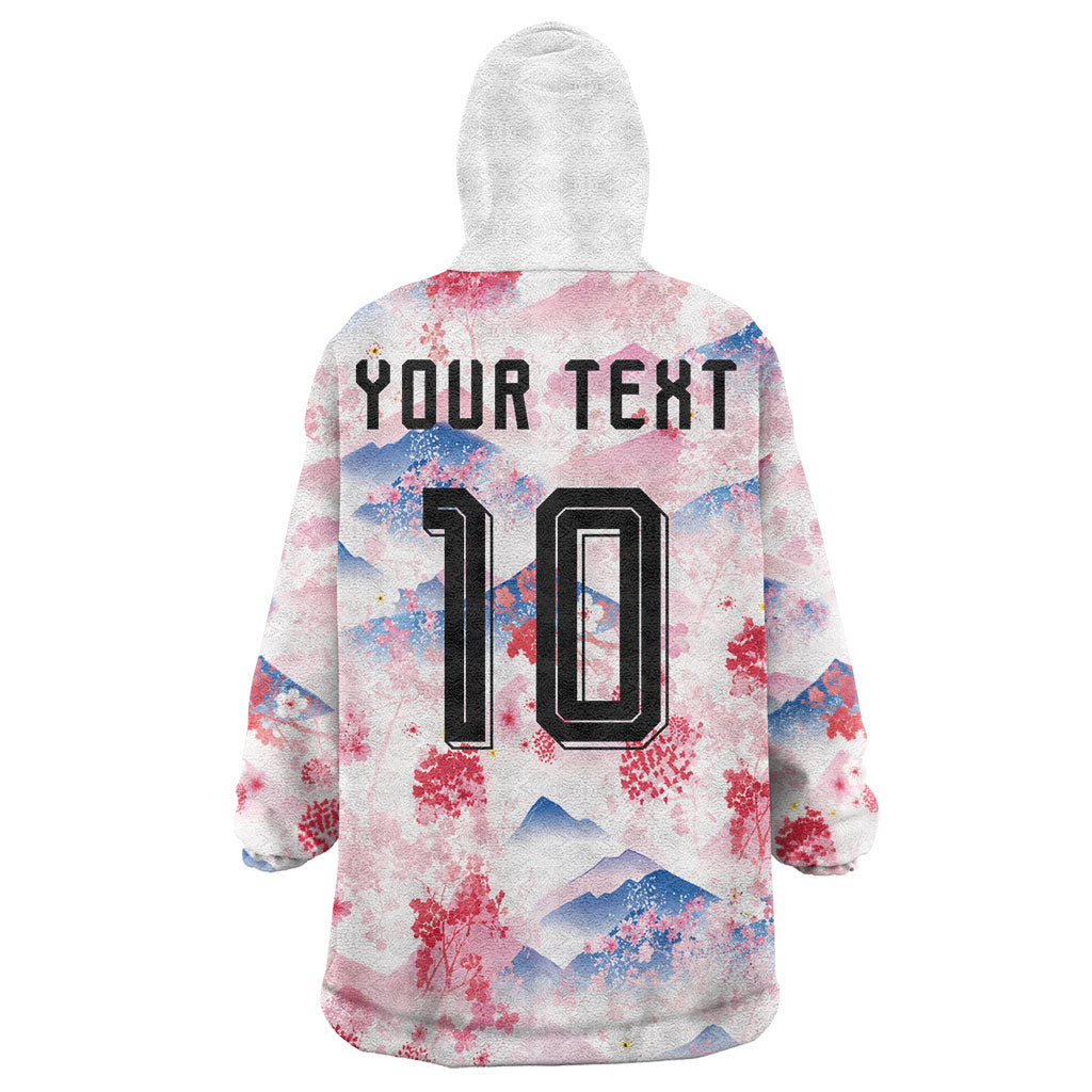 Custom Japan Football Wearable Blanket Hoodie Cherry Blossom Mount Fuji Asian Dragon Graphic
