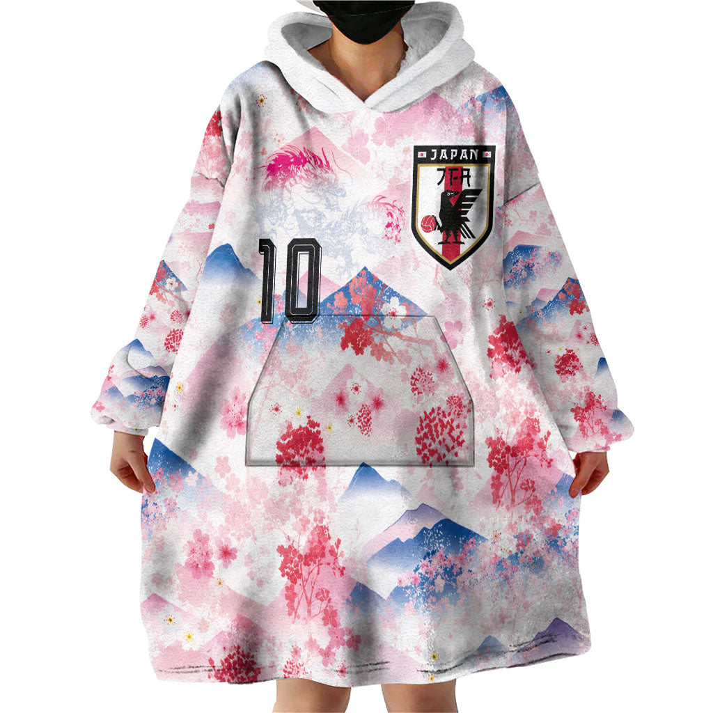 Custom Japan Football Wearable Blanket Hoodie Cherry Blossom Mount Fuji Asian Dragon Graphic