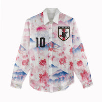 Custom Japan Football Women Casual Shirt Cherry Blossom Mount Fuji Asian Dragon Graphic