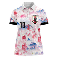 Custom Japan Football Women Polo Shirt Cherry Blossom Mount Fuji Asian Dragon Graphic