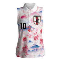 Custom Japan Football Women Sleeveless Polo Shirt Cherry Blossom Mount Fuji Asian Dragon Graphic
