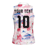 Custom Japan Football Women Sleeveless Polo Shirt Cherry Blossom Mount Fuji Asian Dragon Graphic