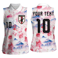Custom Japan Football Women Sleeveless Polo Shirt Cherry Blossom Mount Fuji Asian Dragon Graphic
