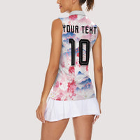 Custom Japan Football Women Sleeveless Polo Shirt Cherry Blossom Mount Fuji Asian Dragon Graphic