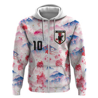 Custom Japan Football Zip Hoodie Cherry Blossom Mount Fuji Asian Dragon Graphic