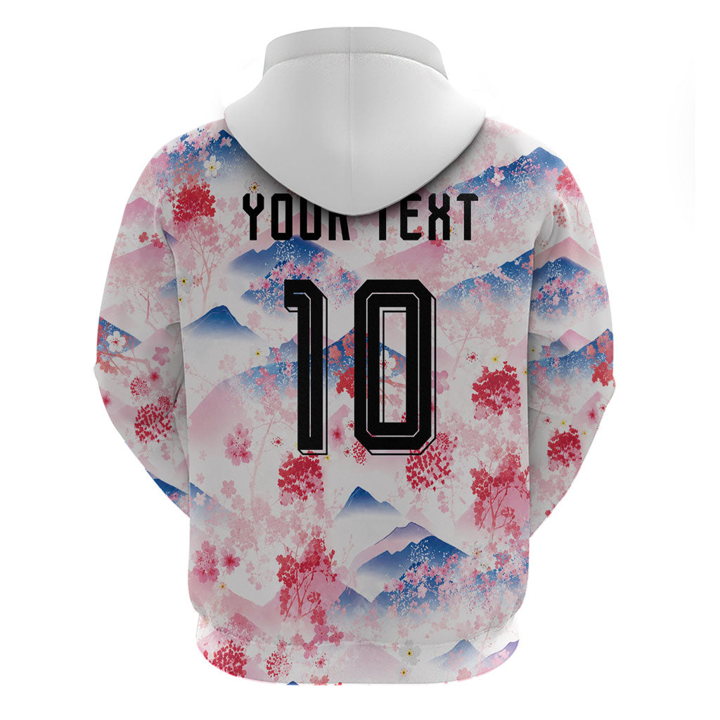 Custom Japan Football Zip Hoodie Cherry Blossom Mount Fuji Asian Dragon Graphic