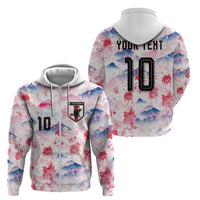 Custom Japan Football Zip Hoodie Cherry Blossom Mount Fuji Asian Dragon Graphic