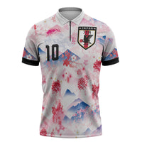 Custom Japan Football Zipper Polo Shirt Cherry Blossom Mount Fuji Asian Dragon Graphic