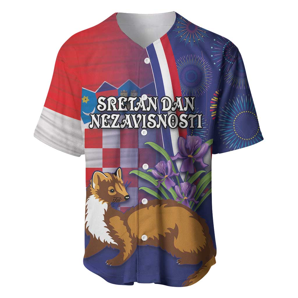 Personalised Croatia Independence Day Baseball Jersey Sretan Dan nezavisnosti With Kuna Zlatica and Perunika - Wonder Print Shop