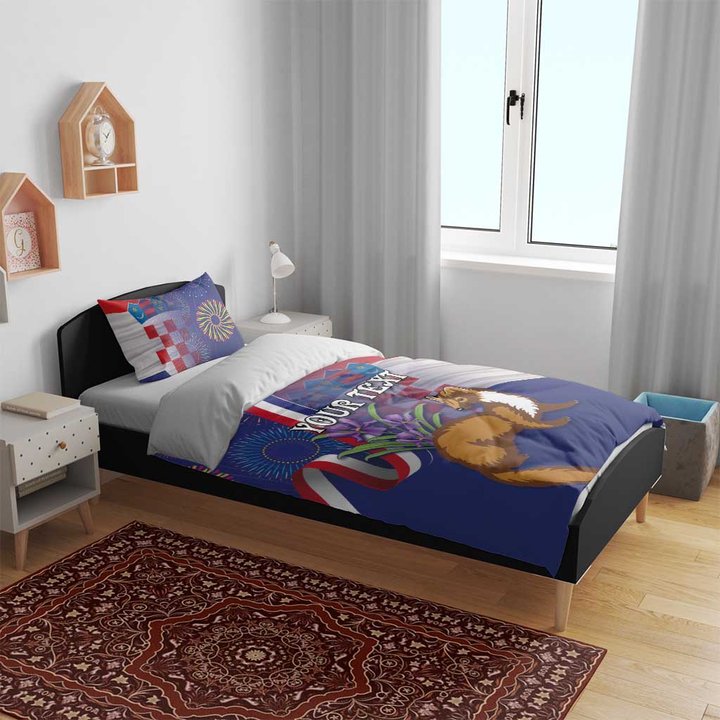 Personalised Croatia Independence Day Bedding Set Sretan Dan nezavisnosti With Kuna Zlatica and Perunika - Wonder Print Shop