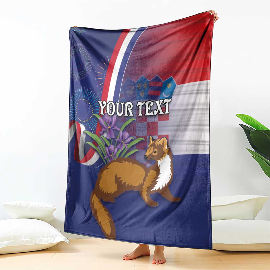 Personalised Croatia Independence Day Blanket Sretan Dan nezavisnosti With Kuna Zlatica and Perunika