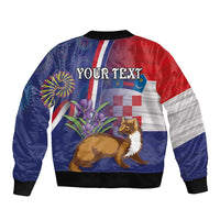 Personalised Croatia Independence Day Bomber Jacket Sretan Dan nezavisnosti With Kuna Zlatica and Perunika - Wonder Print Shop