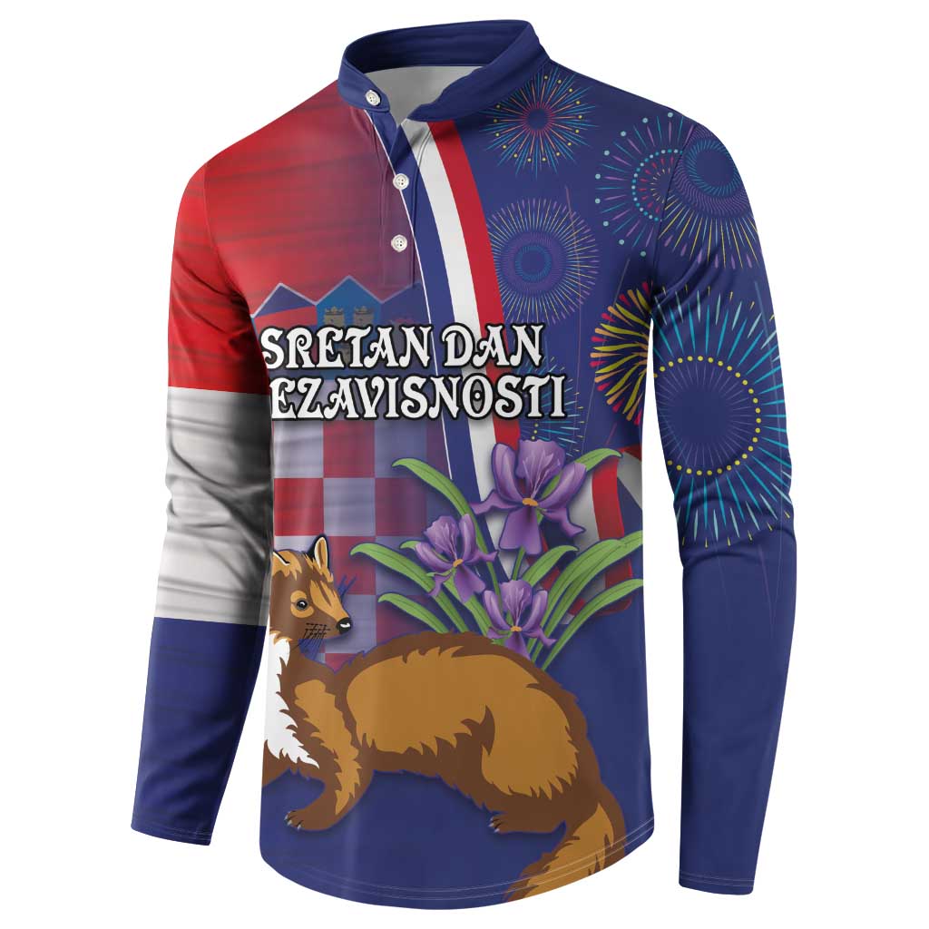 Personalised Croatia Independence Day Button Sweatshirt Sretan Dan nezavisnosti With Kuna Zlatica and Perunika - Wonder Print Shop