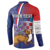 Personalised Croatia Independence Day Button Sweatshirt Sretan Dan nezavisnosti With Kuna Zlatica and Perunika - Wonder Print Shop