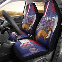 Personalised Croatia Independence Day Car Seat Cover Sretan Dan nezavisnosti With Kuna Zlatica and Perunika - Wonder Print Shop