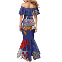 Personalised Croatia Independence Day Family Matching Mermaid Dress and Hawaiian Shirt Sretan Dan nezavisnosti With Kuna Zlatica and Perunika - Wonder Print Shop