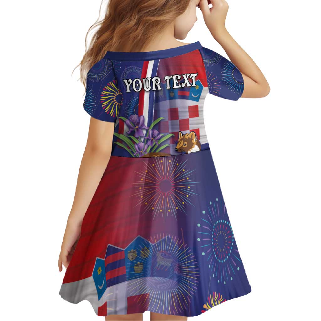 Personalised Croatia Independence Day Family Matching Off Shoulder Maxi Dress and Hawaiian Shirt Sretan Dan nezavisnosti With Kuna Zlatica and Perunika - Wonder Print Shop