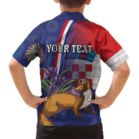 Personalised Croatia Independence Day Family Matching Short Sleeve Bodycon Dress and Hawaiian Shirt Sretan Dan nezavisnosti With Kuna Zlatica and Perunika - Wonder Print Shop