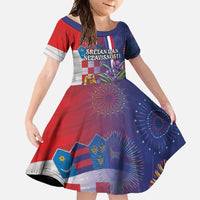 Personalised Croatia Independence Day Family Matching Short Sleeve Bodycon Dress and Hawaiian Shirt Sretan Dan nezavisnosti With Kuna Zlatica and Perunika - Wonder Print Shop