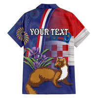 Personalised Croatia Independence Day Family Matching Short Sleeve Bodycon Dress and Hawaiian Shirt Sretan Dan nezavisnosti With Kuna Zlatica and Perunika - Wonder Print Shop
