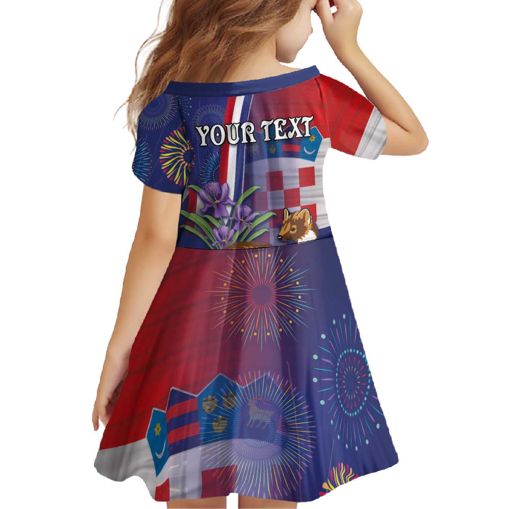 Personalised Croatia Independence Day Family Matching Summer Maxi Dress and Hawaiian Shirt Sretan Dan nezavisnosti With Kuna Zlatica and Perunika - Wonder Print Shop