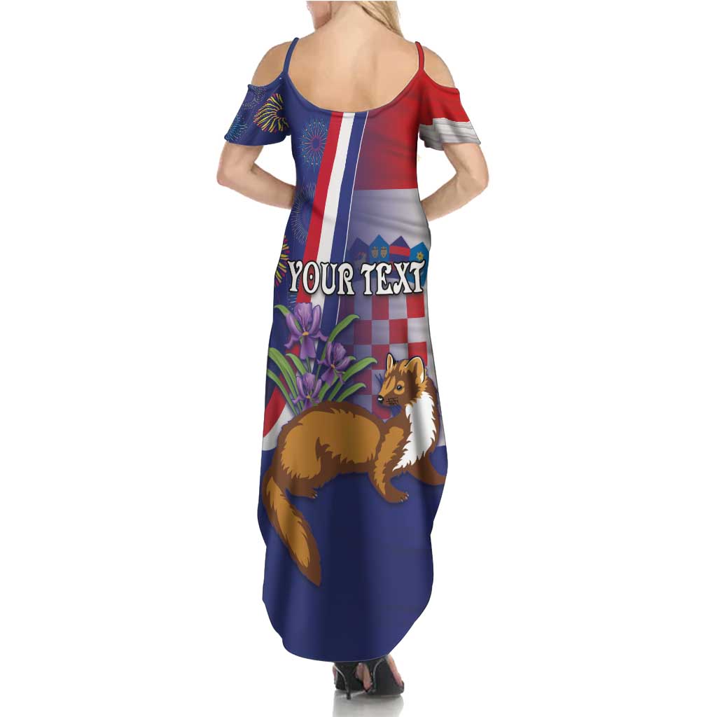 Personalised Croatia Independence Day Family Matching Summer Maxi Dress and Hawaiian Shirt Sretan Dan nezavisnosti With Kuna Zlatica and Perunika - Wonder Print Shop