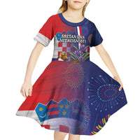 Personalised Croatia Independence Day Kid Short Sleeve Dress Sretan Dan nezavisnosti With Kuna Zlatica and Perunika - Wonder Print Shop