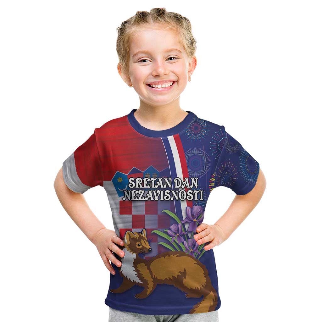 Personalised Croatia Independence Day Kid T Shirt Sretan Dan nezavisnosti With Kuna Zlatica and Perunika - Wonder Print Shop
