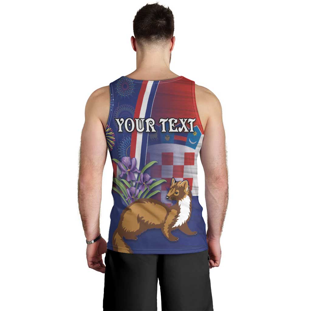 Personalised Croatia Independence Day Men Tank Top Sretan Dan nezavisnosti With Kuna Zlatica and Perunika - Wonder Print Shop