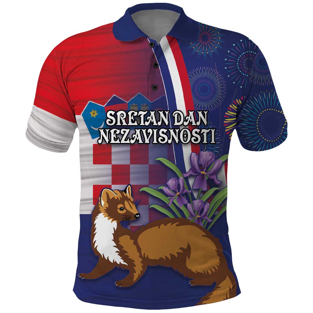 Personalised Croatia Independence Day Polo Shirt Sretan Dan nezavisnosti With Kuna Zlatica and Perunika - Wonder Print Shop