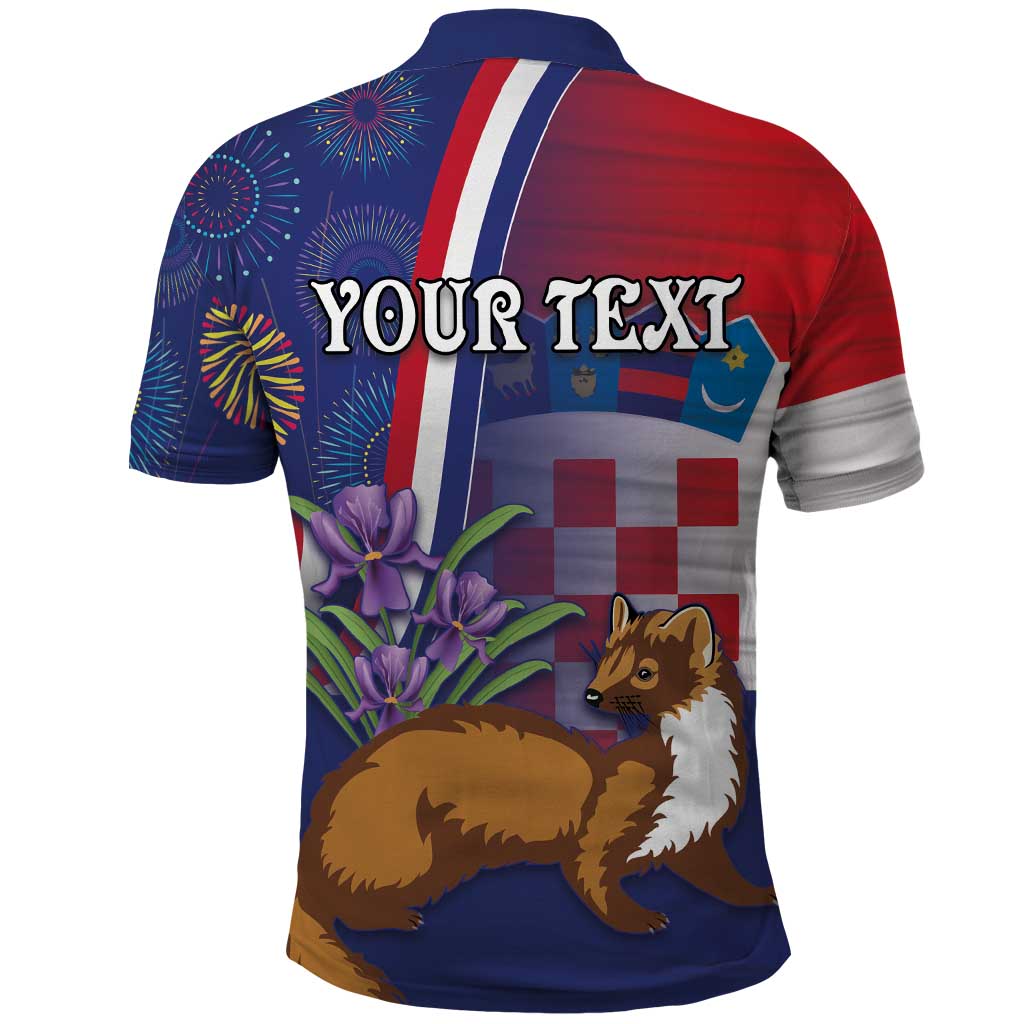 Personalised Croatia Independence Day Polo Shirt Sretan Dan nezavisnosti With Kuna Zlatica and Perunika - Wonder Print Shop
