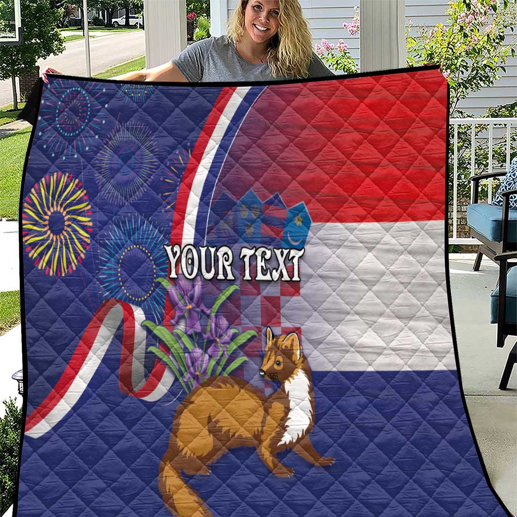 Personalised Croatia Independence Day Quilt Sretan Dan nezavisnosti With Kuna Zlatica and Perunika - Wonder Print Shop