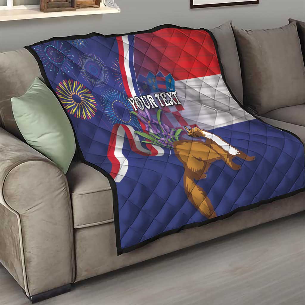 Personalised Croatia Independence Day Quilt Sretan Dan nezavisnosti With Kuna Zlatica and Perunika - Wonder Print Shop