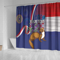 Personalised Croatia Independence Day Shower Curtain Sretan Dan nezavisnosti With Kuna Zlatica and Perunika