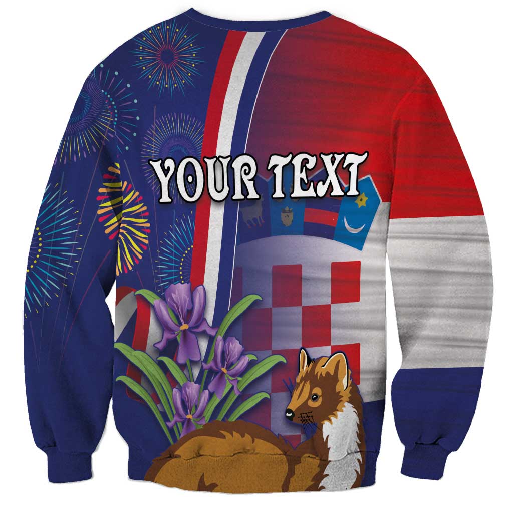 Personalised Croatia Independence Day Sweatshirt Sretan Dan nezavisnosti With Kuna Zlatica and Perunika - Wonder Print Shop