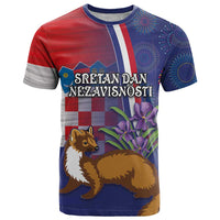 Personalised Croatia Independence Day T Shirt Sretan Dan nezavisnosti With Kuna Zlatica and Perunika - Wonder Print Shop