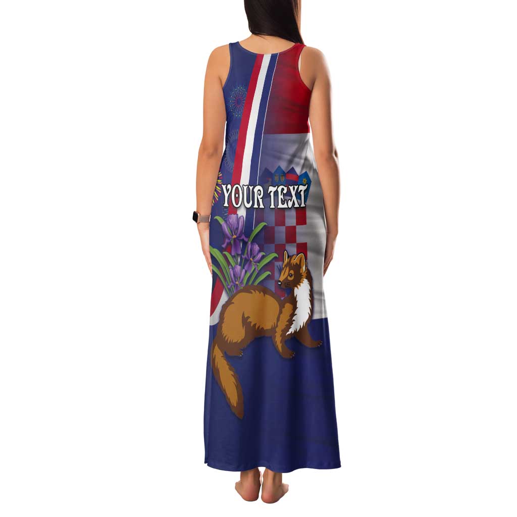 Personalised Croatia Independence Day Tank Maxi Dress Sretan Dan nezavisnosti With Kuna Zlatica and Perunika - Wonder Print Shop