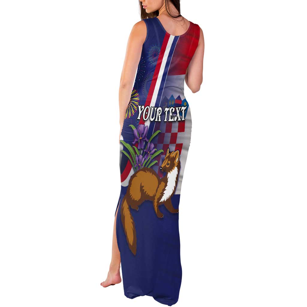 Personalised Croatia Independence Day Tank Maxi Dress Sretan Dan nezavisnosti With Kuna Zlatica and Perunika - Wonder Print Shop