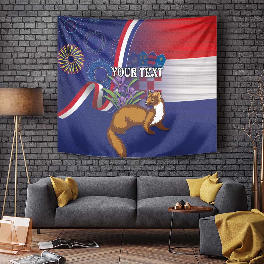Personalised Croatia Independence Day Tapestry Sretan Dan nezavisnosti With Kuna Zlatica and Perunika - Wonder Print Shop