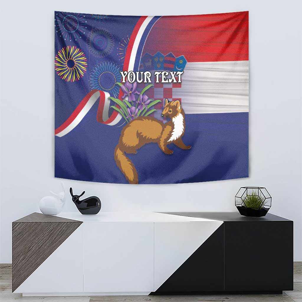 Personalised Croatia Independence Day Tapestry Sretan Dan nezavisnosti With Kuna Zlatica and Perunika - Wonder Print Shop