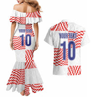 Custom Croatia Football Champion 2024 Couples Matching Mermaid Dress and Hawaiian Shirt - Wonder Print Shop