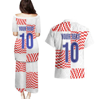 Custom Croatia Football Champion 2024 Couples Matching Puletasi and Hawaiian Shirt - Wonder Print Shop