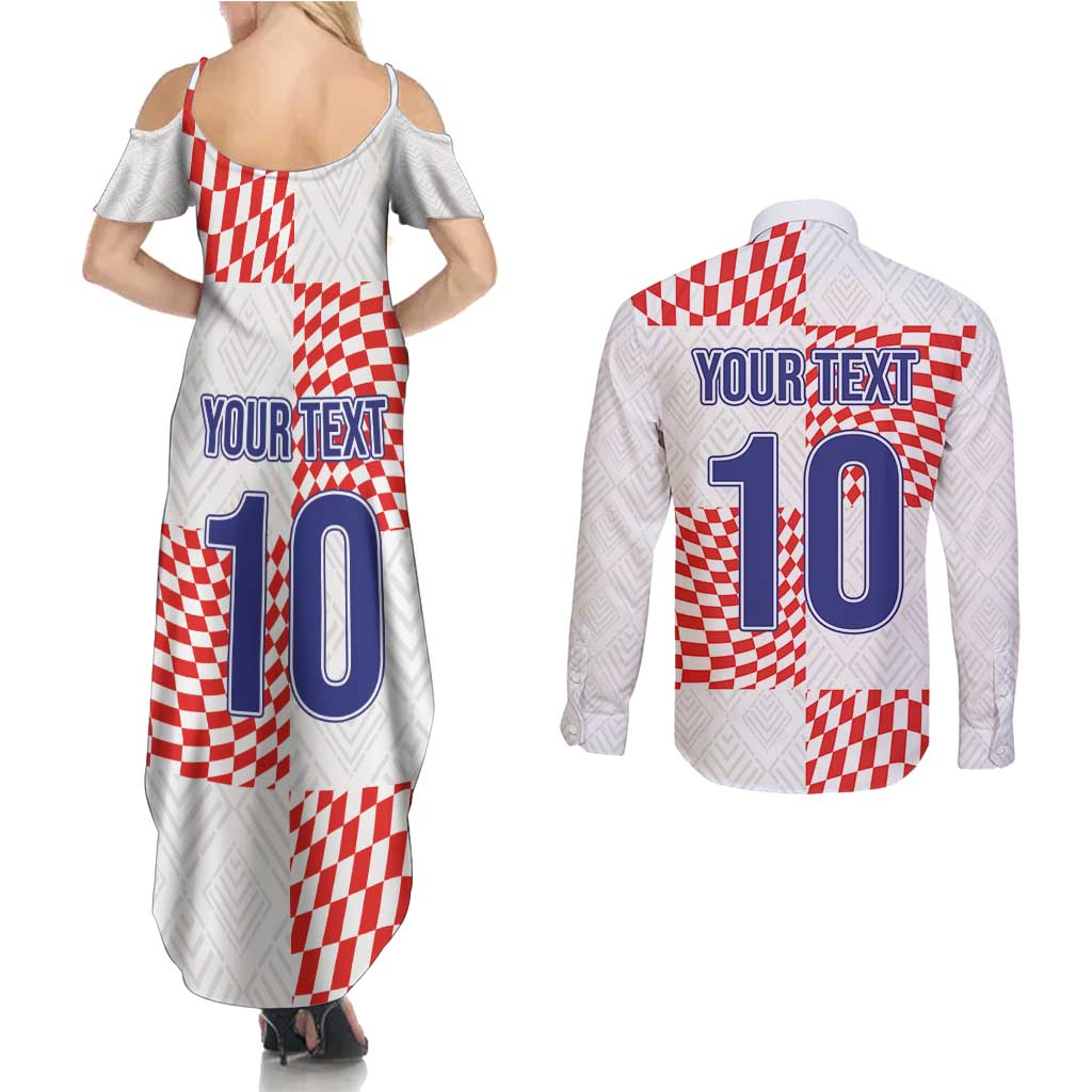 Custom Croatia Football Champion 2024 Couples Matching Summer Maxi Dress and Long Sleeve Button Shirt - Wonder Print Shop
