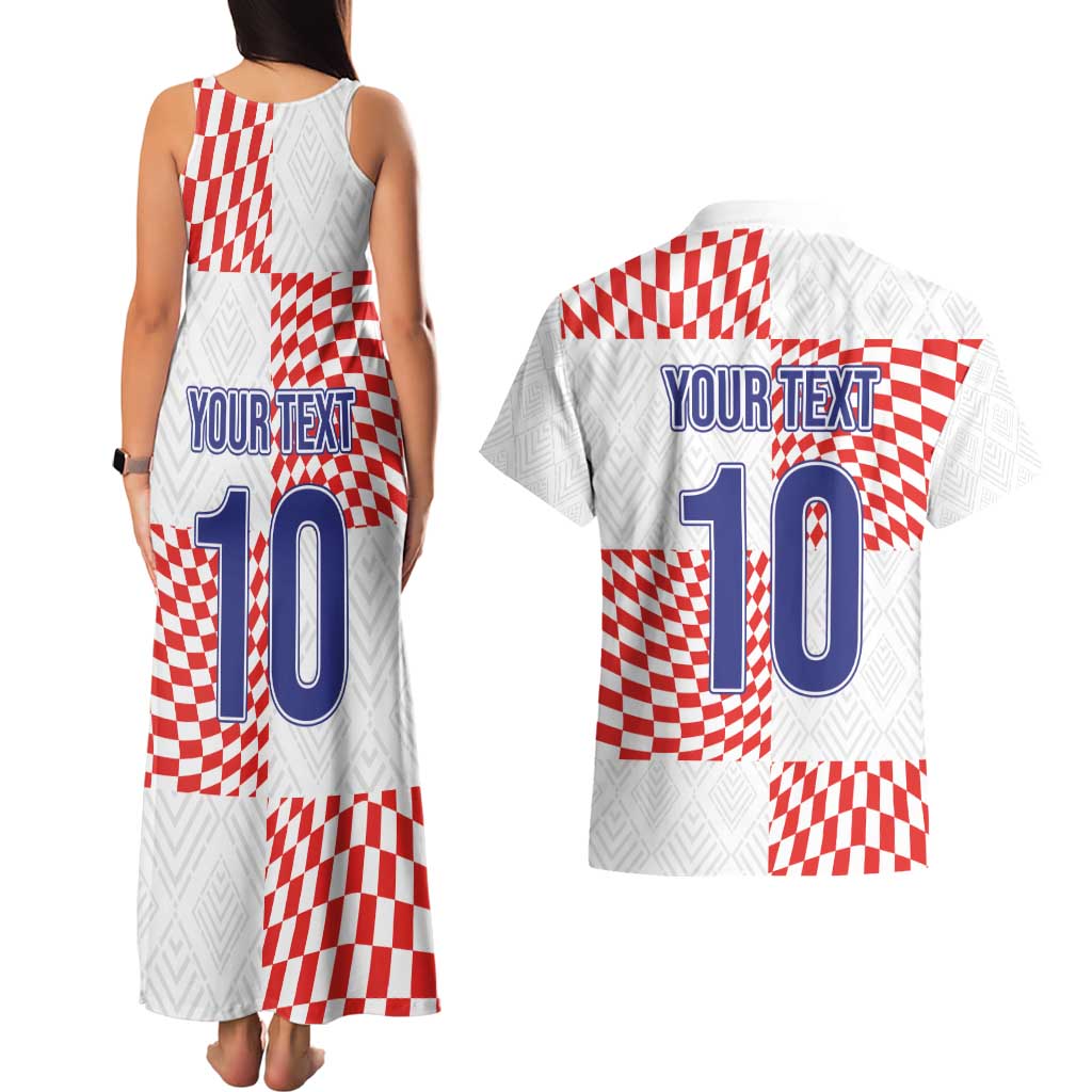 Custom Croatia Football Champion 2024 Couples Matching Tank Maxi Dress and Hawaiian Shirt - Wonder Print Shop
