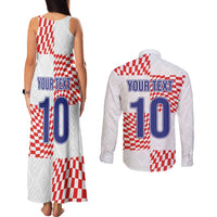 Custom Croatia Football Champion 2024 Couples Matching Tank Maxi Dress and Long Sleeve Button Shirt - Wonder Print Shop