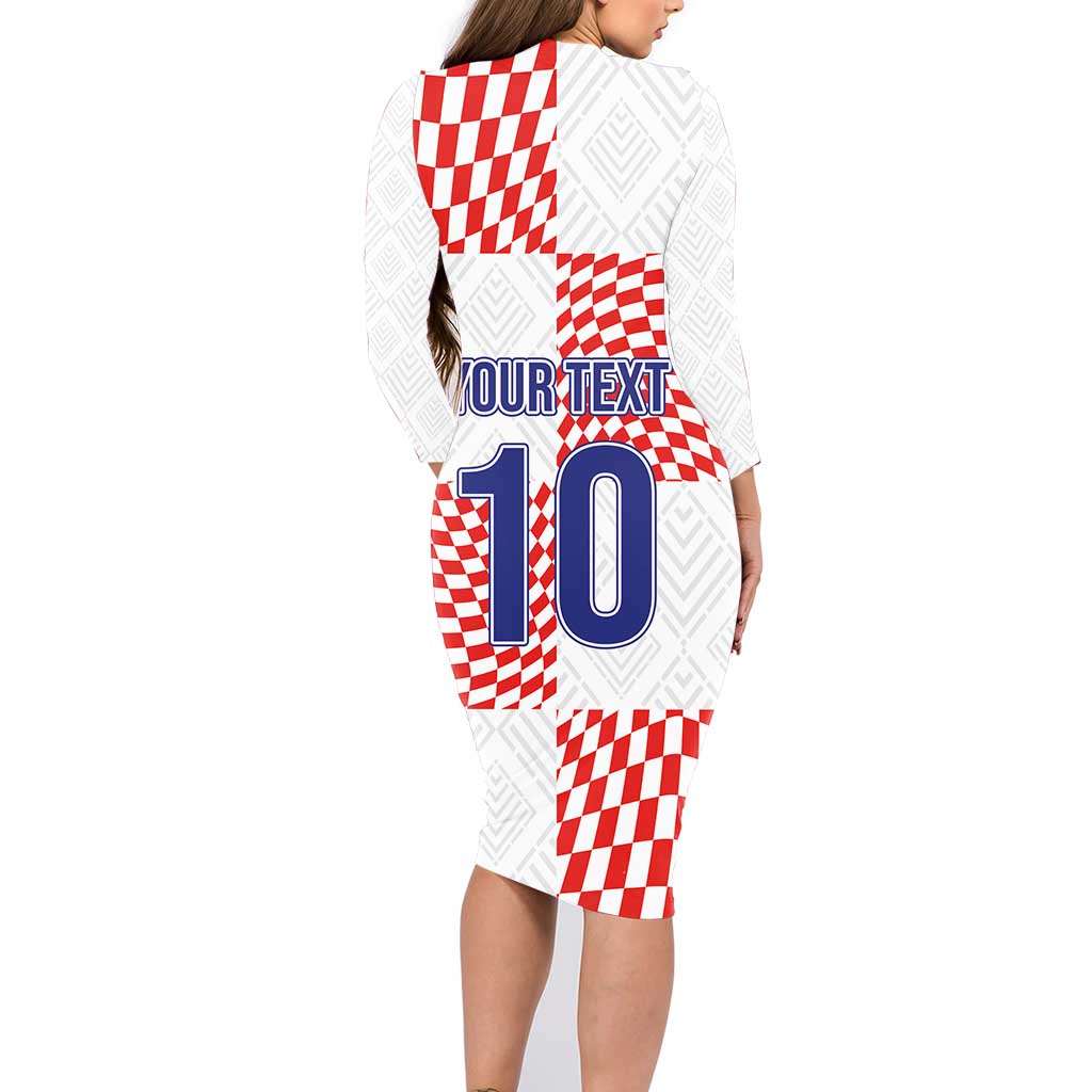 Custom Croatia Football Champion 2024 Family Matching Long Sleeve Bodycon Dress and Hawaiian Shirt - Wonder Print Shop