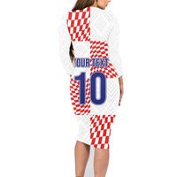 Custom Croatia Football Champion 2024 Family Matching Long Sleeve Bodycon Dress and Hawaiian Shirt - Wonder Print Shop