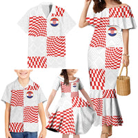 Custom Croatia Football Champion 2024 Family Matching Mermaid Dress and Hawaiian Shirt - Wonder Print Shop