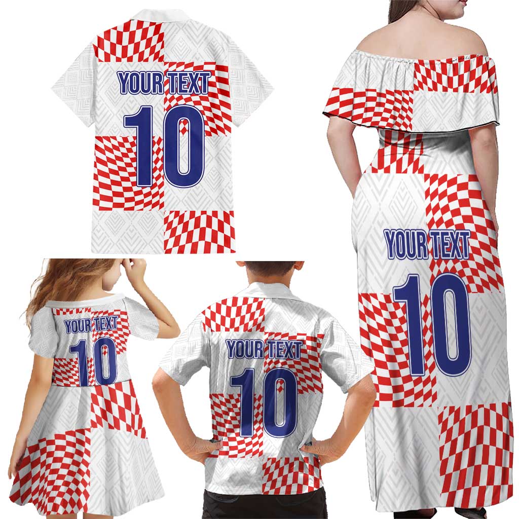 Custom Croatia Football Champion 2024 Family Matching Off Shoulder Maxi Dress and Hawaiian Shirt - Wonder Print Shop